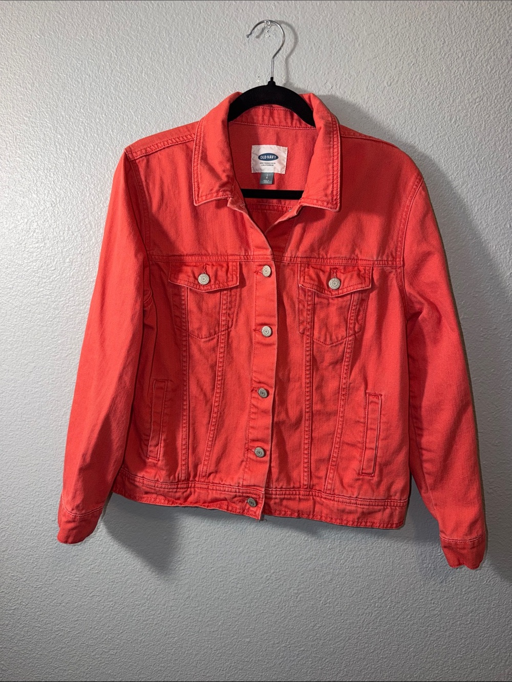 Old Navy Coral-Red Denim Jacket